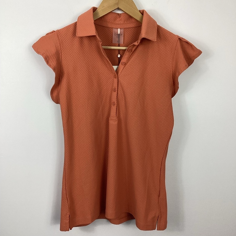 Calia Honeycomb Flutter Apricot Aura Golf Top Size Small NWT